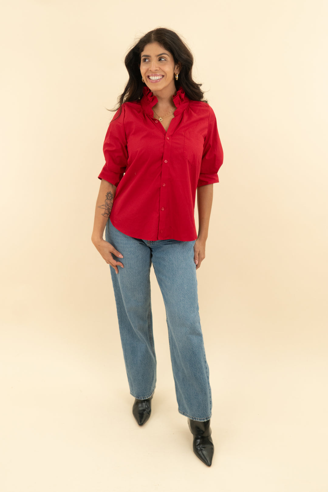 kmj red southern lover demi fit top nwt (s)