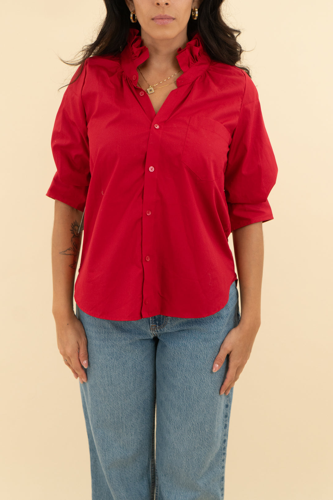 kmj red southern lover demi fit top nwt (s)
