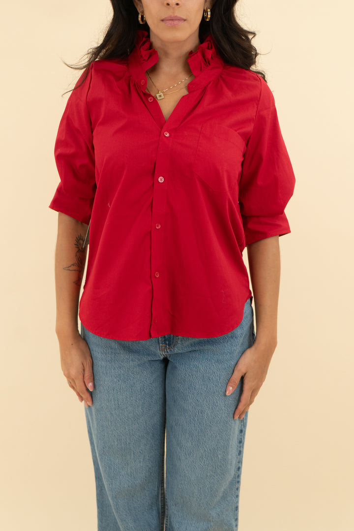 kmj red southern lover demi fit top nwt (s)