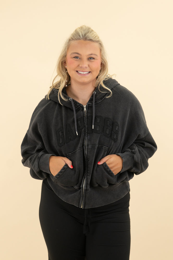 gap washed black zip up jacket (xl)