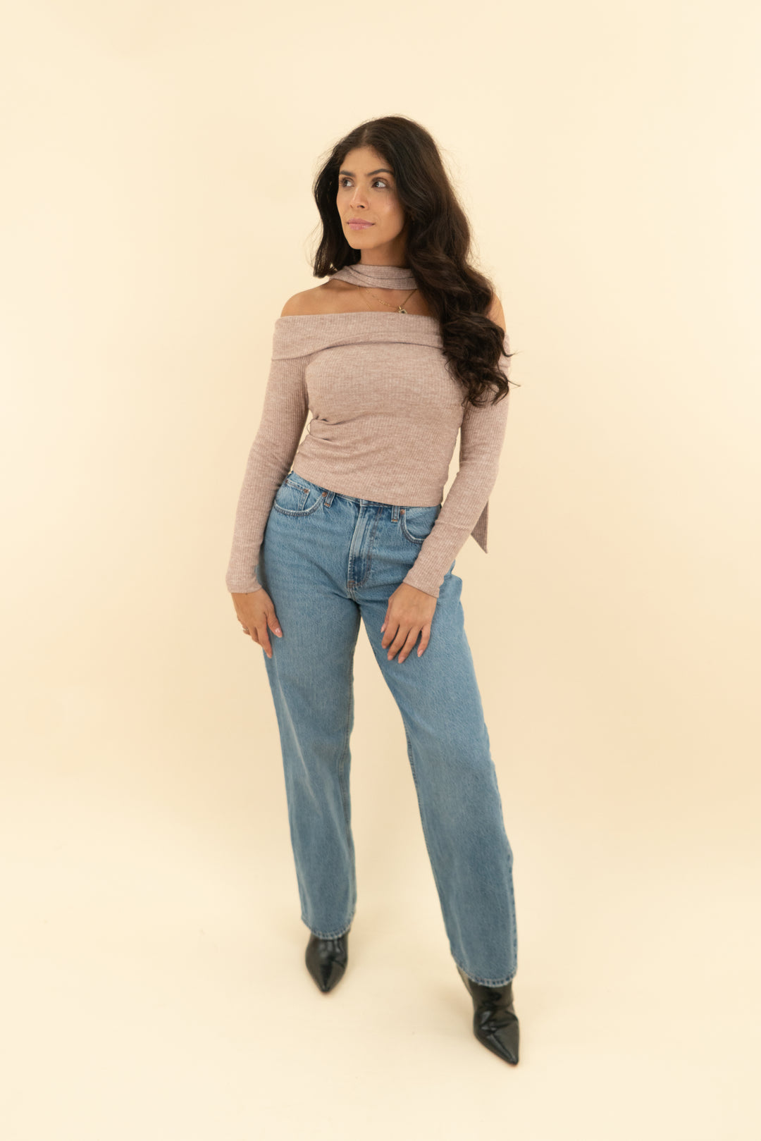lovers and friends blush off shoulder knit top (xs)