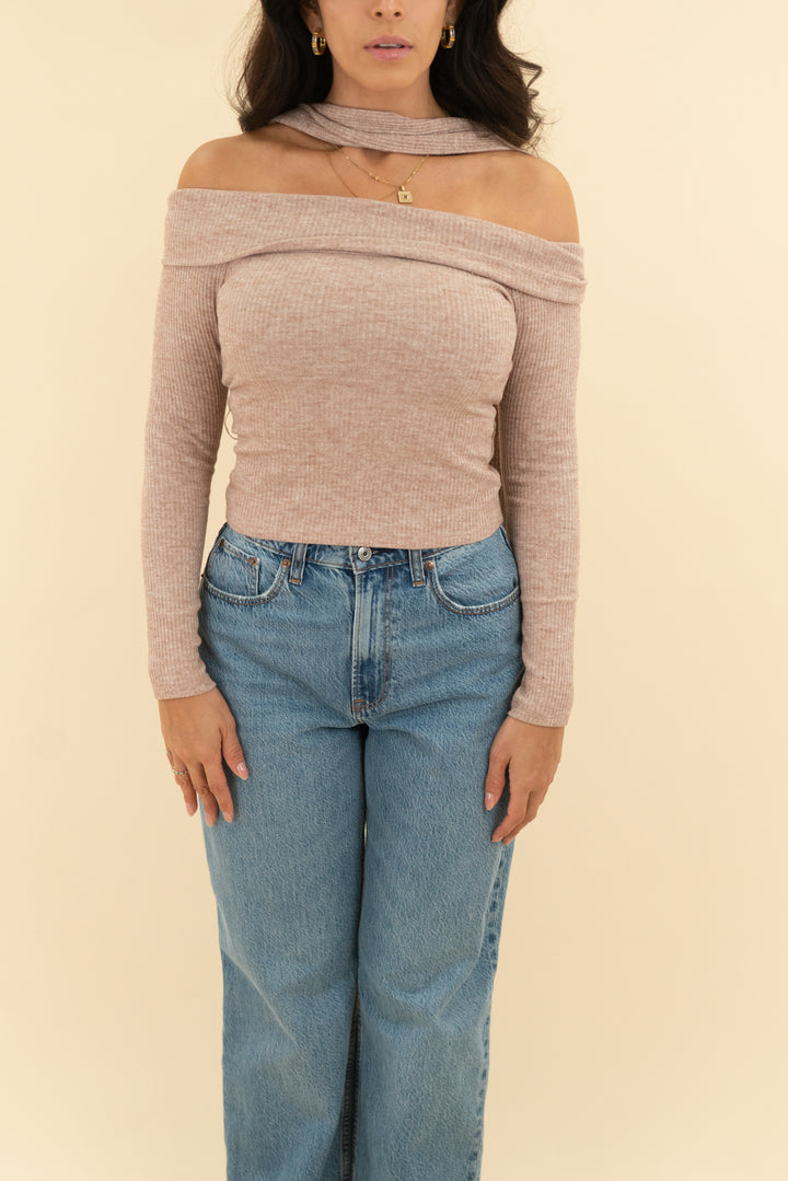 lovers and friends blush off shoulder knit top (xs)