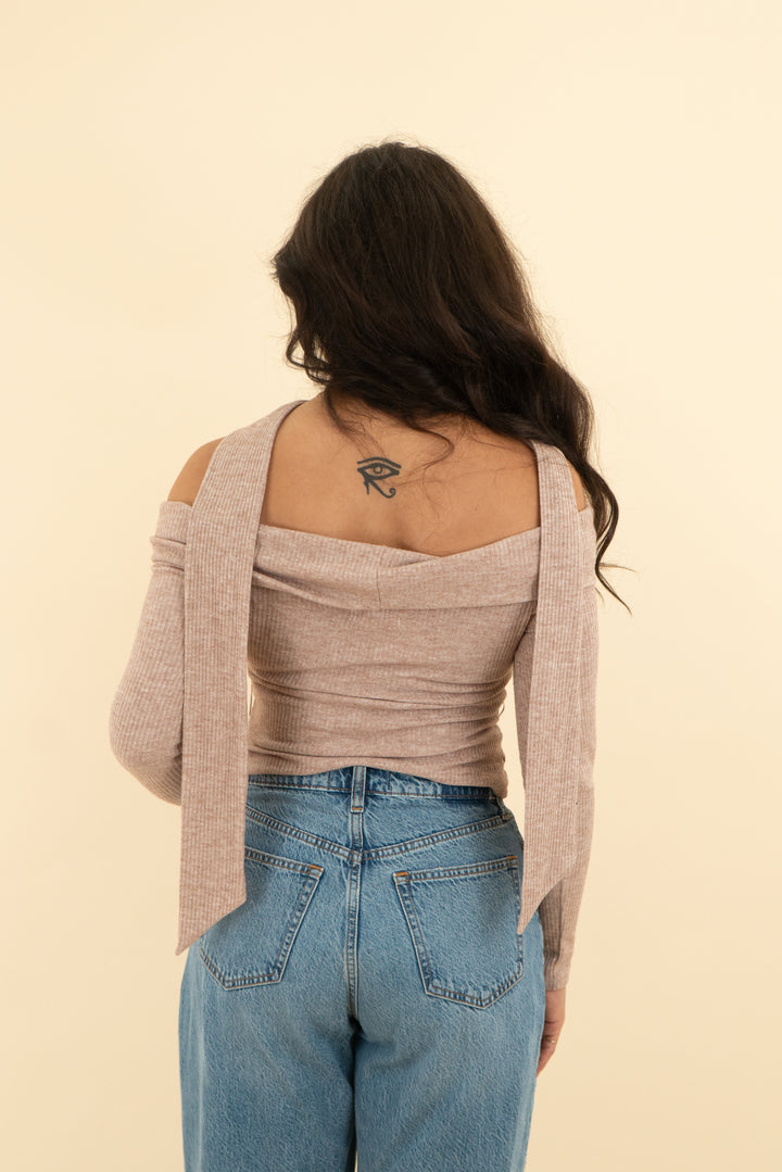 lovers and friends blush off shoulder knit top (xs)