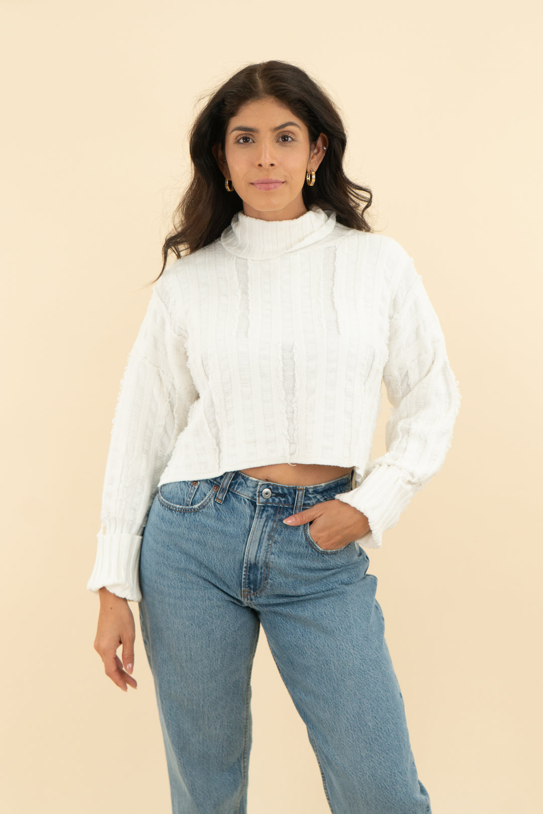 pink lily off white turtleneck sweater (s)