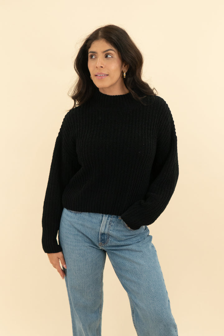 doublezero black chenille sweater (s)