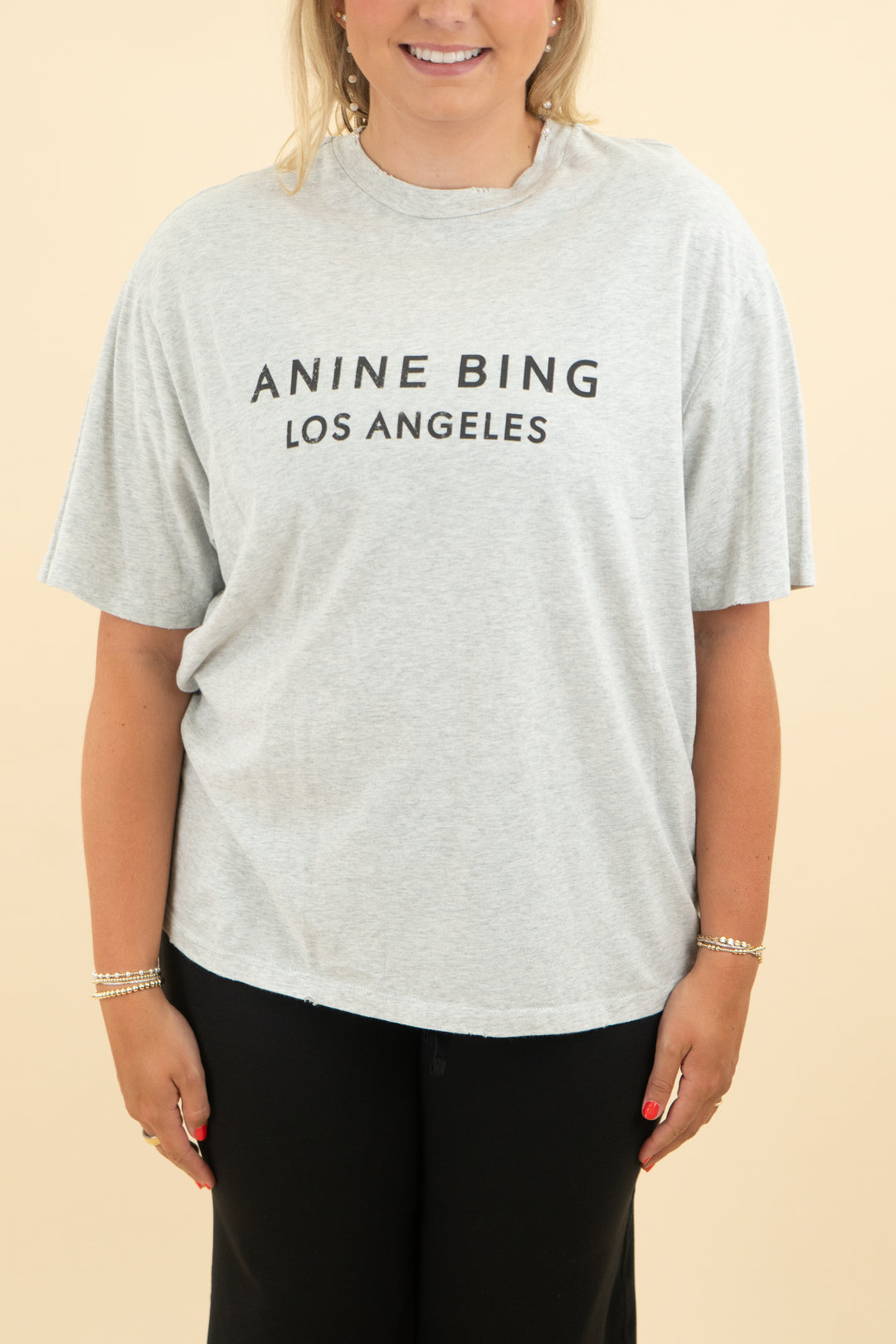 anine bing light grey t shirt (m)