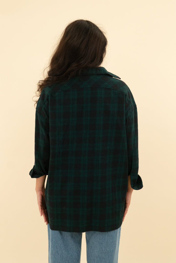 superdown green buckley oversized flannel top (xs)