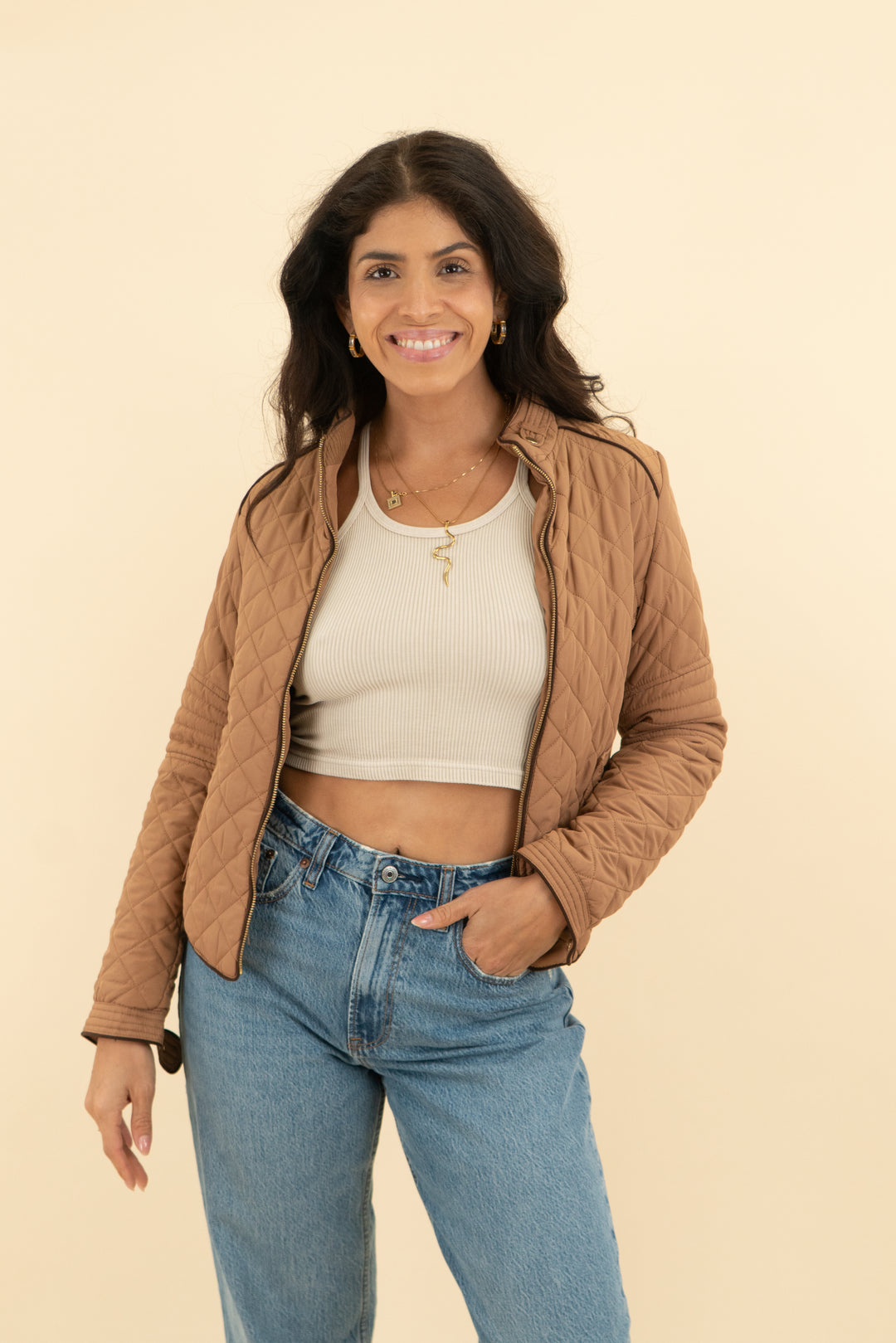 love tree camel quilted jacket (s)