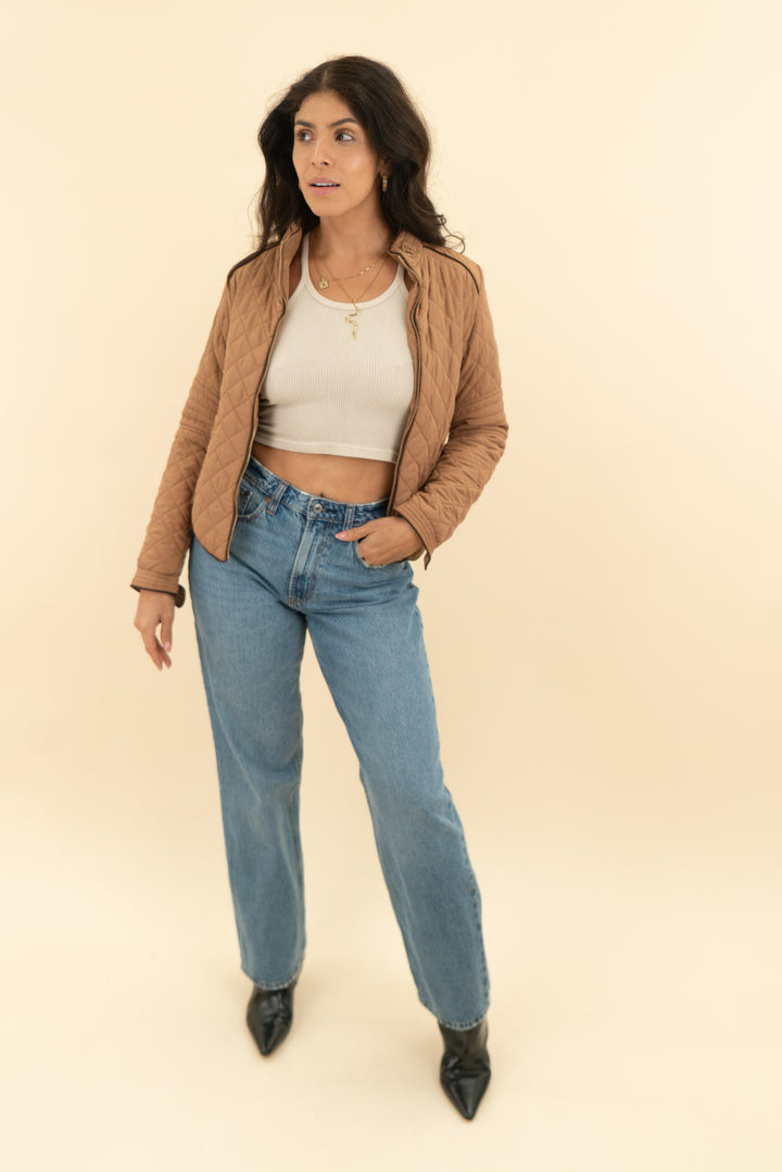 love tree camel quilted jacket (s)
