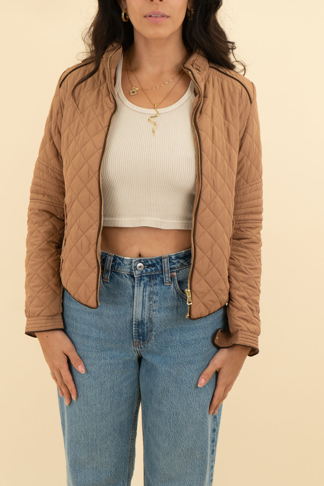 love tree camel quilted jacket (s)
