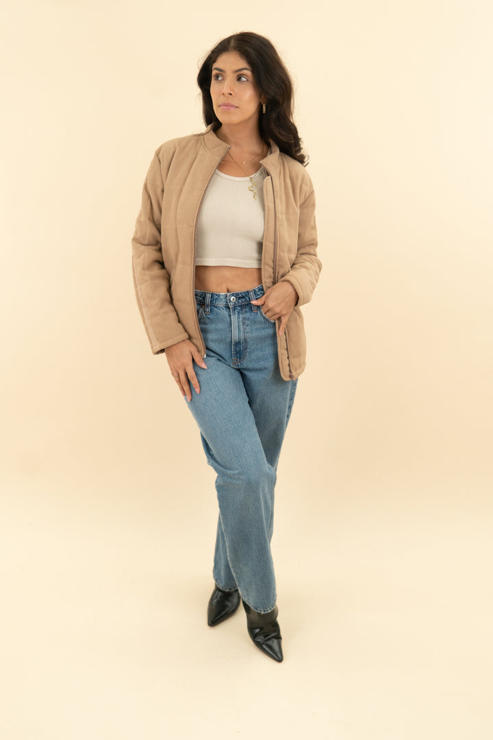 khaki quilted jacket (s)