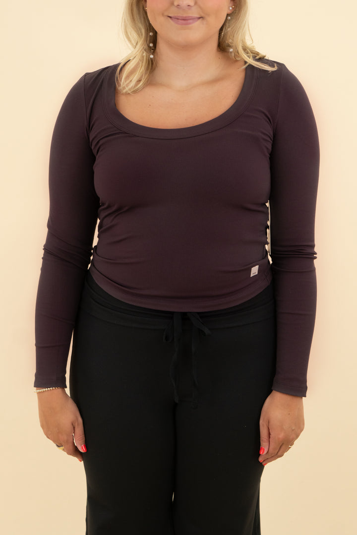 vuori sangria scoop ribbed long sleeve nwt (l; retail $68)
