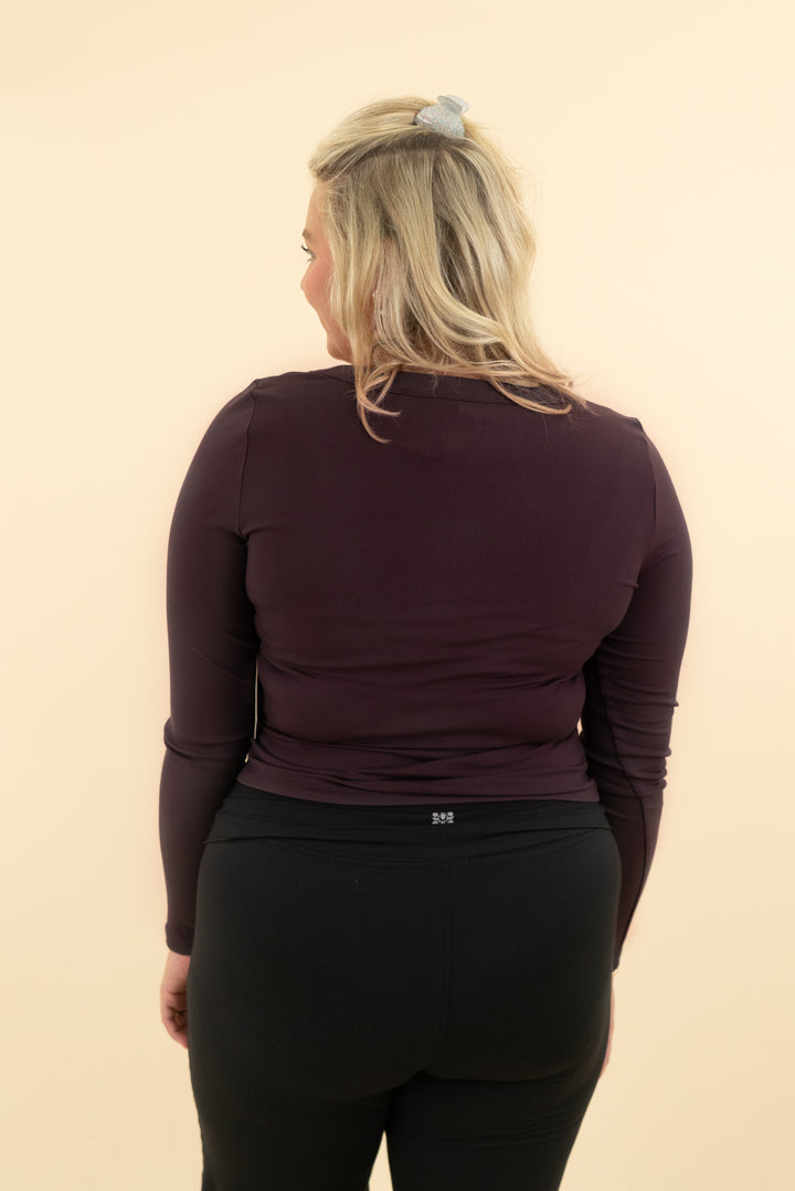 vuori sangria scoop ribbed long sleeve nwt (l; retail $68)