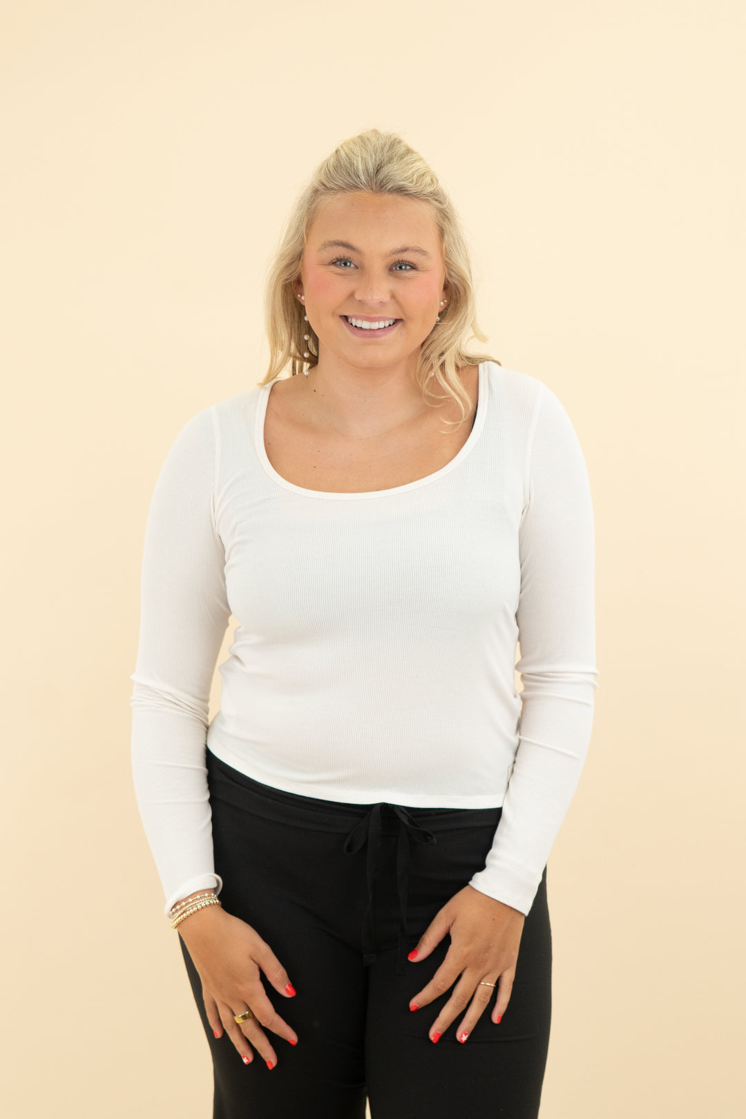 vuori white scoop ribbed long sleeve (l; retail $64)