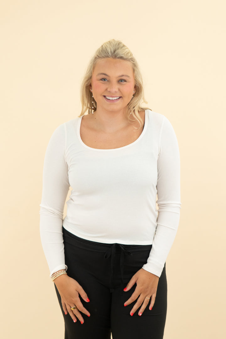 vuori white scoop ribbed long sleeve (l; retail $64)