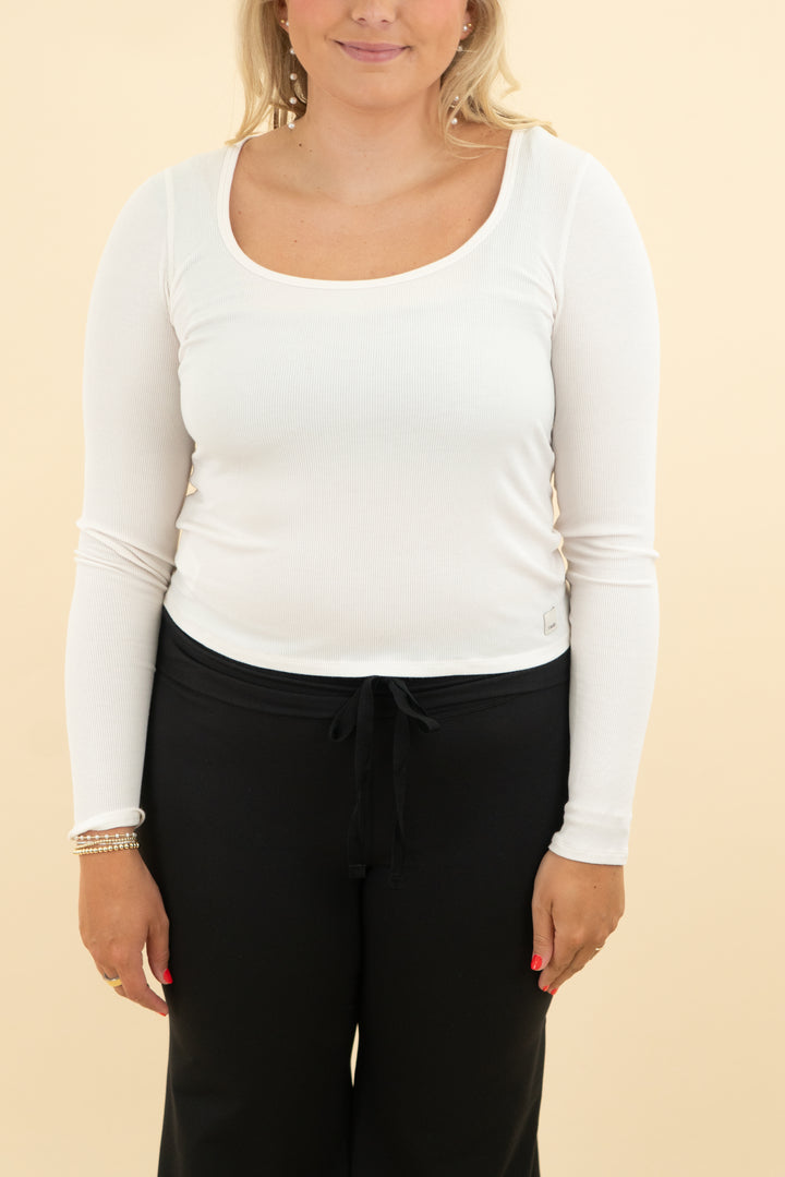 vuori white scoop ribbed long sleeve (l; retail $64)