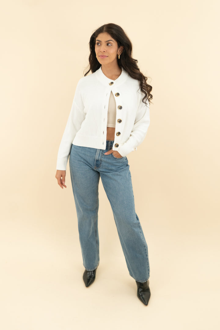 quince ivory cropped cardigan (s; retail $49.90)