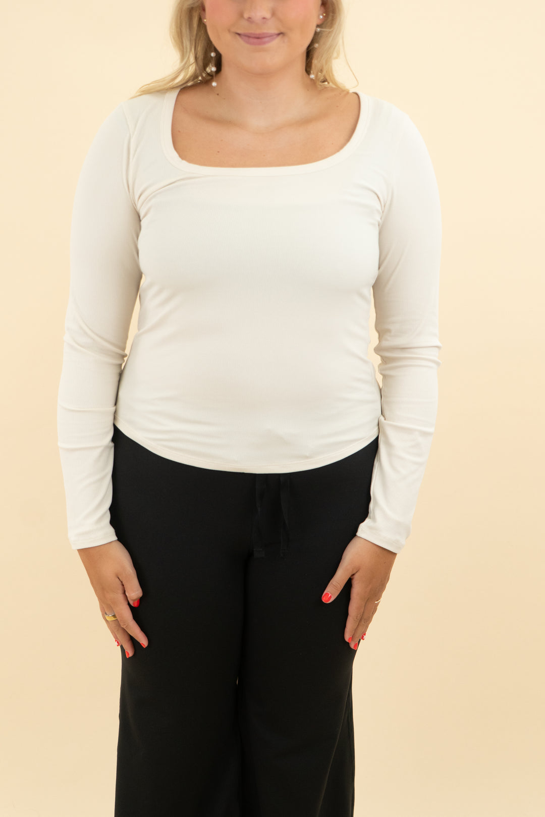 athleta cream ribbed long sleeve top (m; retail $65)