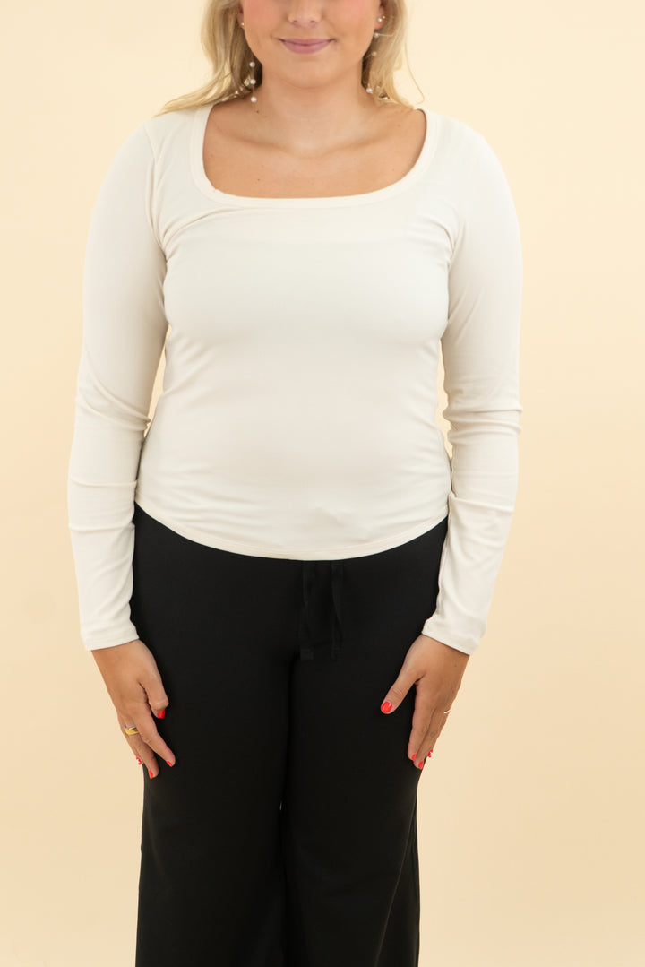 athleta cream ribbed long sleeve top (m; retail $65)