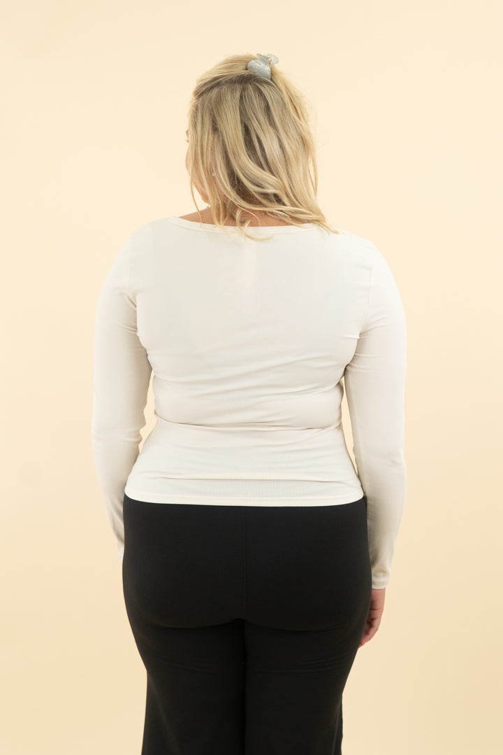 athleta cream ribbed long sleeve top (m; retail $65)