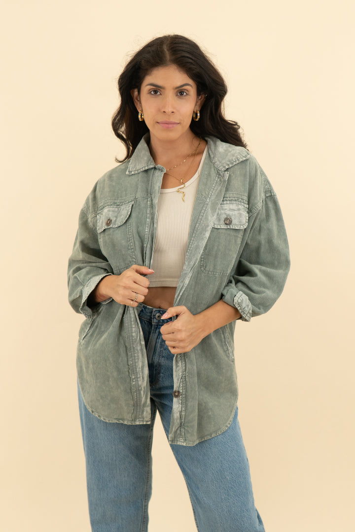 mustard seed grey mineral wash corduroy shacket (s; retail $52)