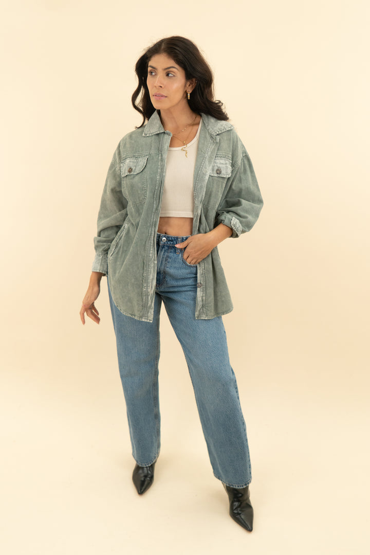 mustard seed grey mineral wash corduroy shacket (s; retail $52)