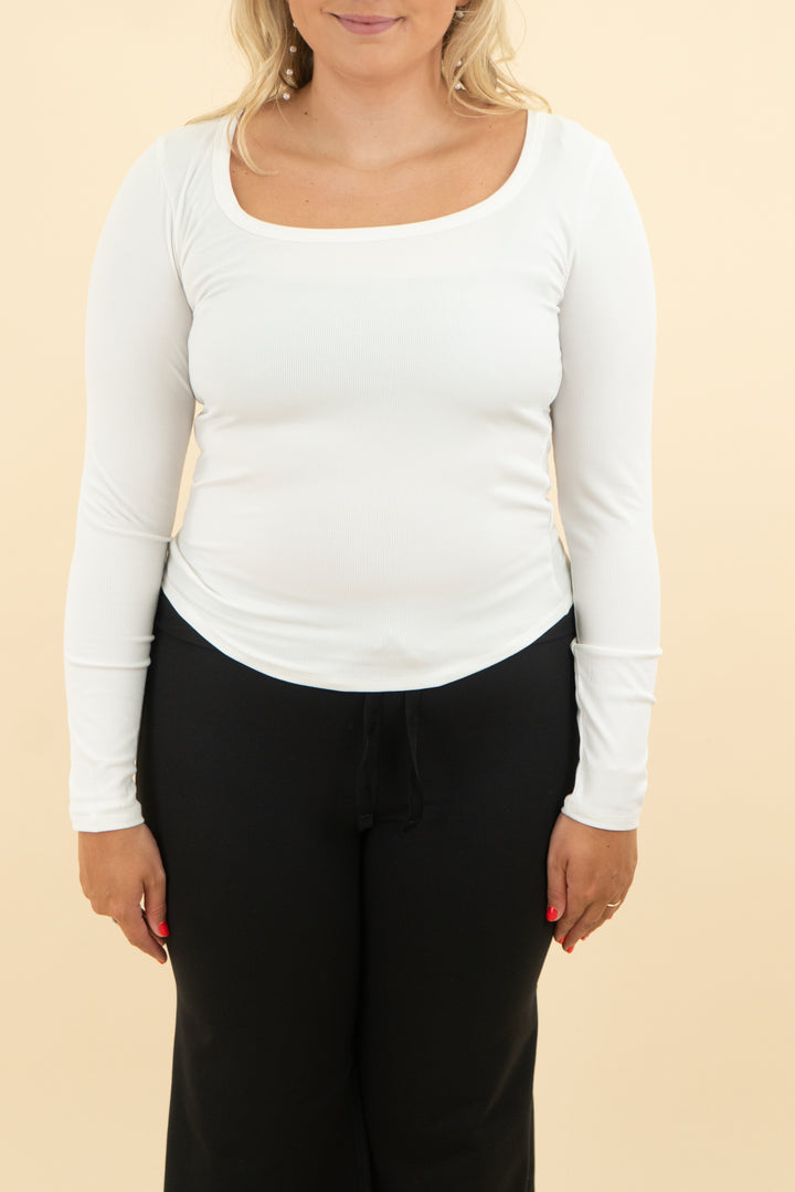 athleta white ribbed long sleeve top nwt (m; retail $65)