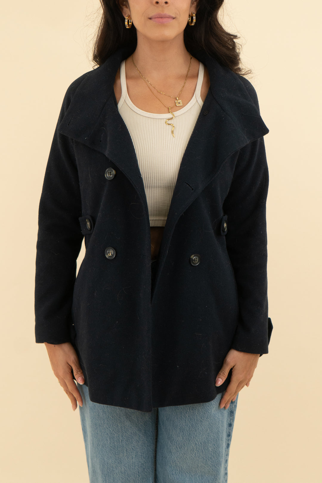 forever 21 navy peacoat (s)