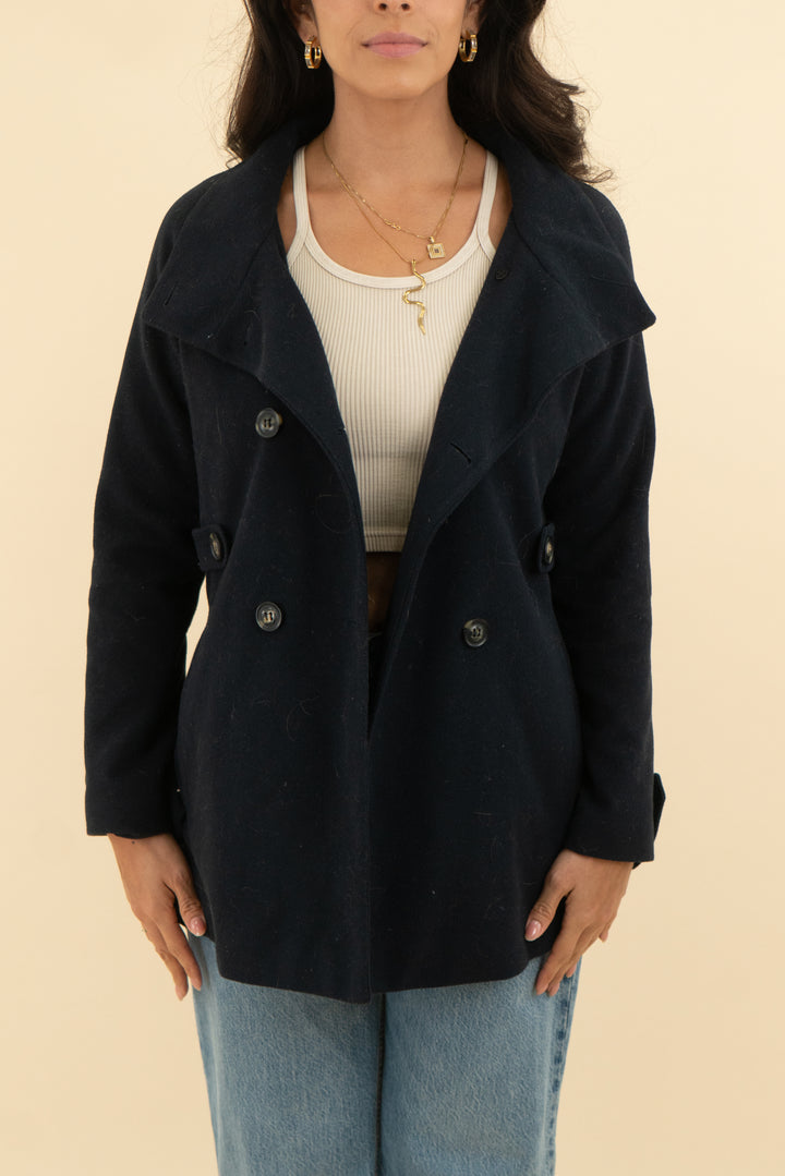 forever 21 navy peacoat (s)