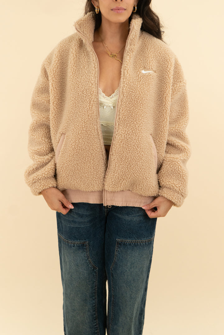 nike brown shearling jacket (xl)