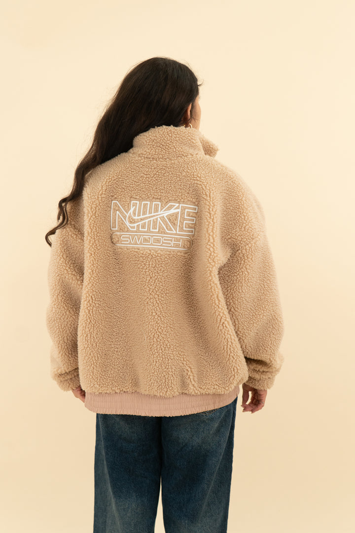 nike brown shearling jacket (xl)