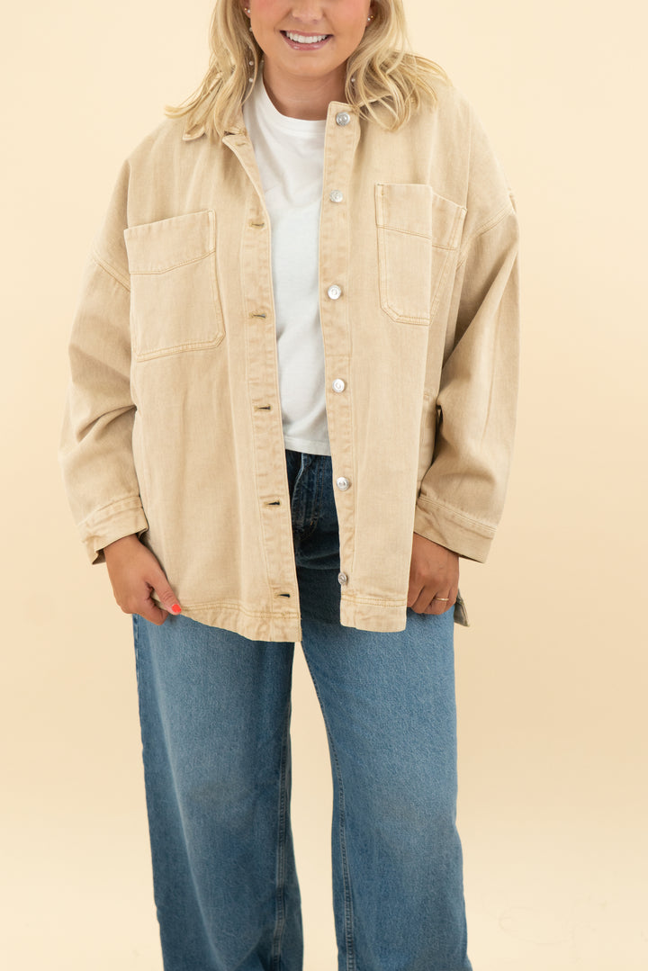 we the free camel oversized jacket (m)