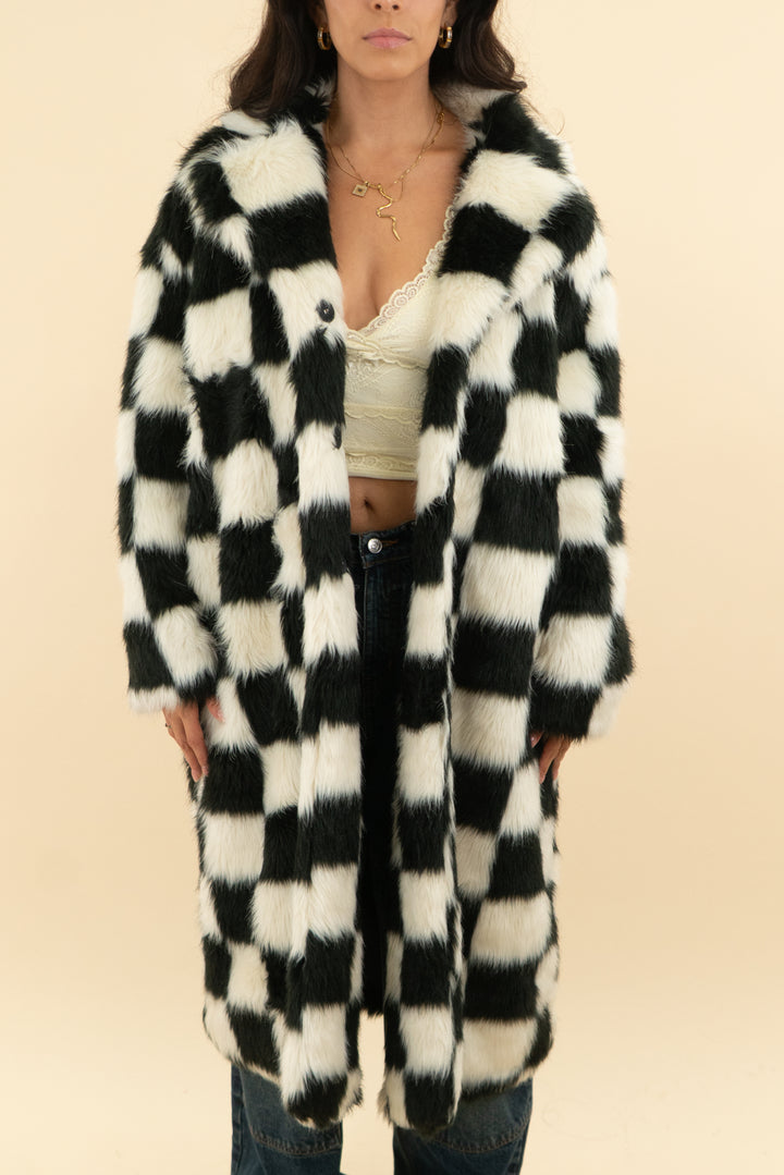 beige botany black and white checkered jacket (os)