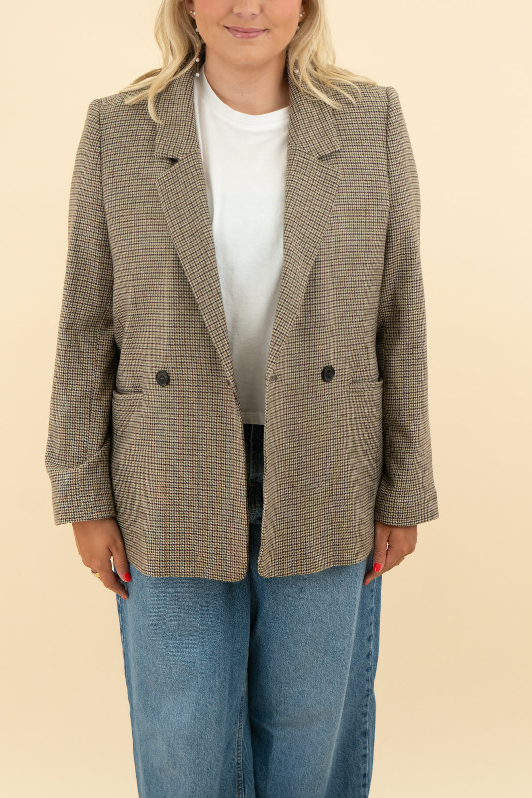 anine bing brown houndstooth blazer (l)