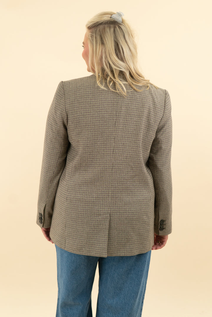 anine bing brown houndstooth blazer (l)