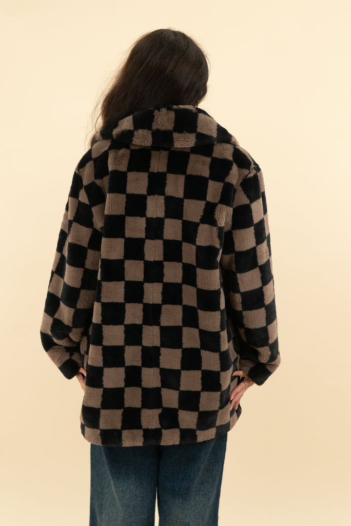 house of harlow brown and black checkered jacket (xs)