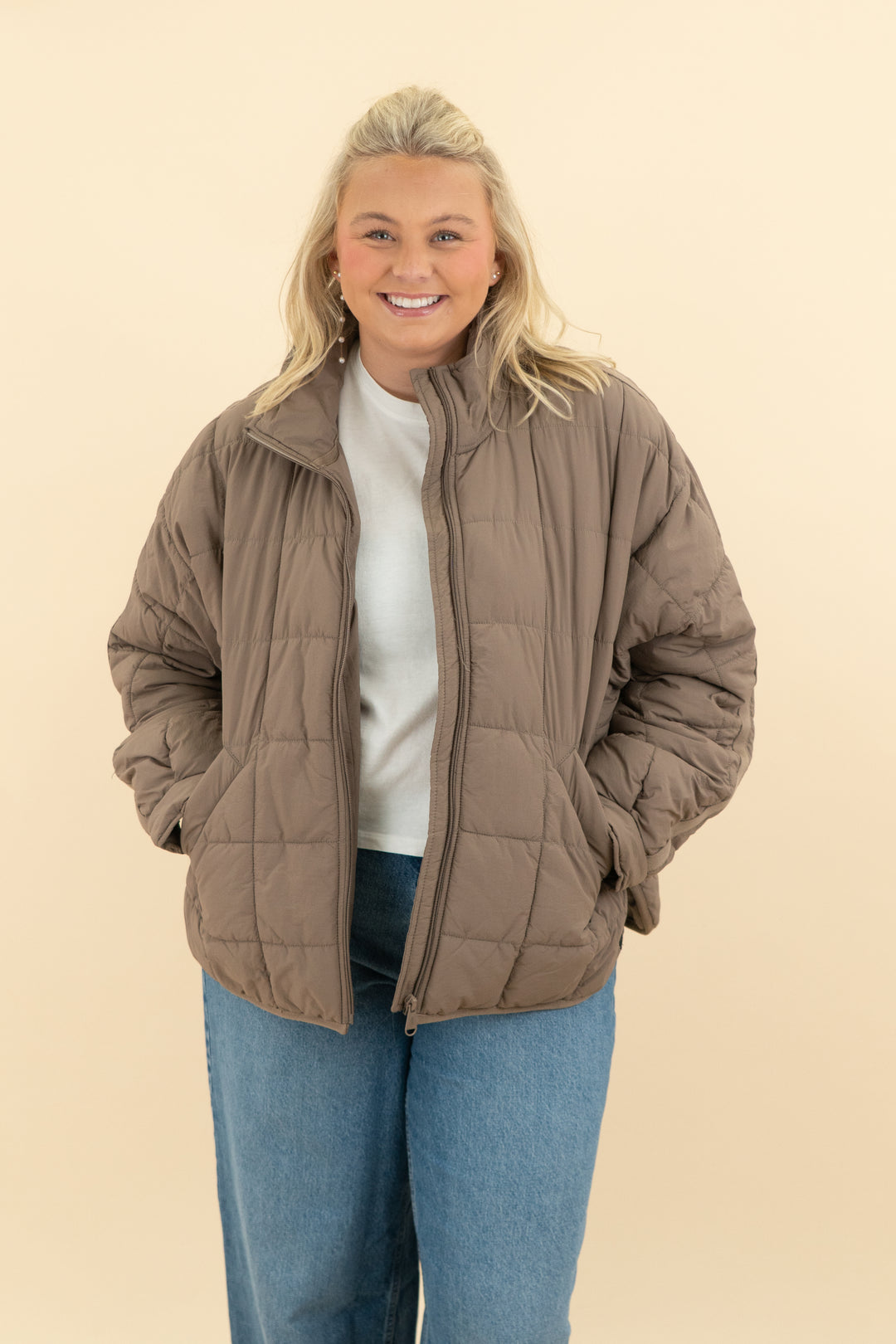 fp movement light brown quilted puffer jacket (l; retail $108)