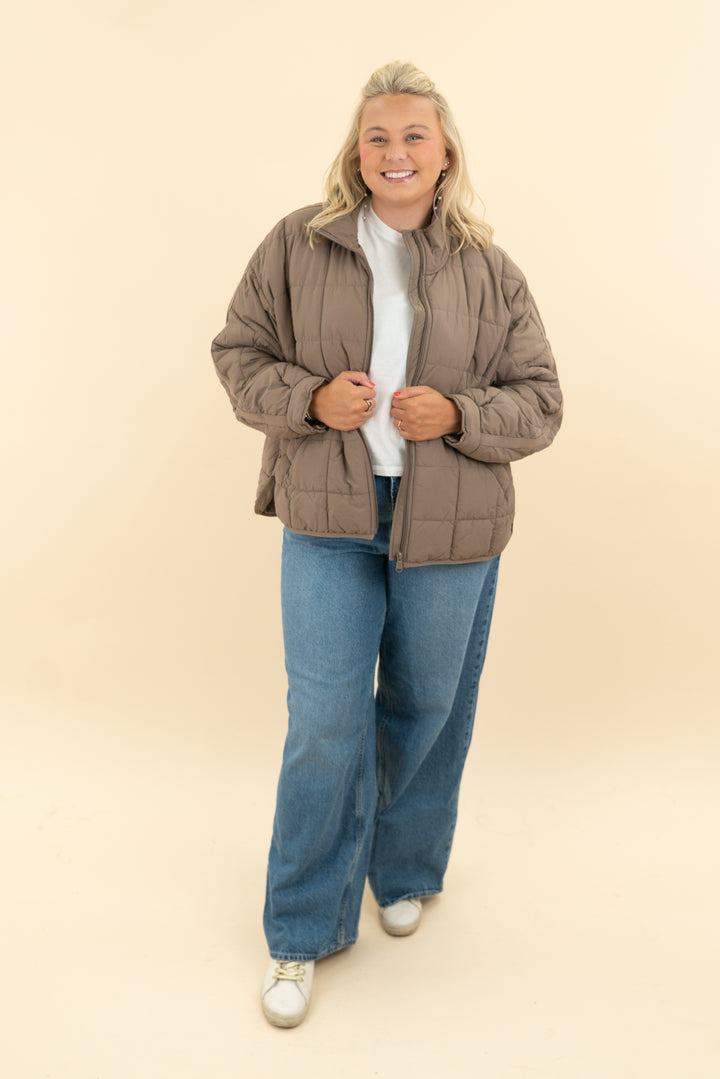 fp movement light brown quilted puffer jacket (l; retail $108)