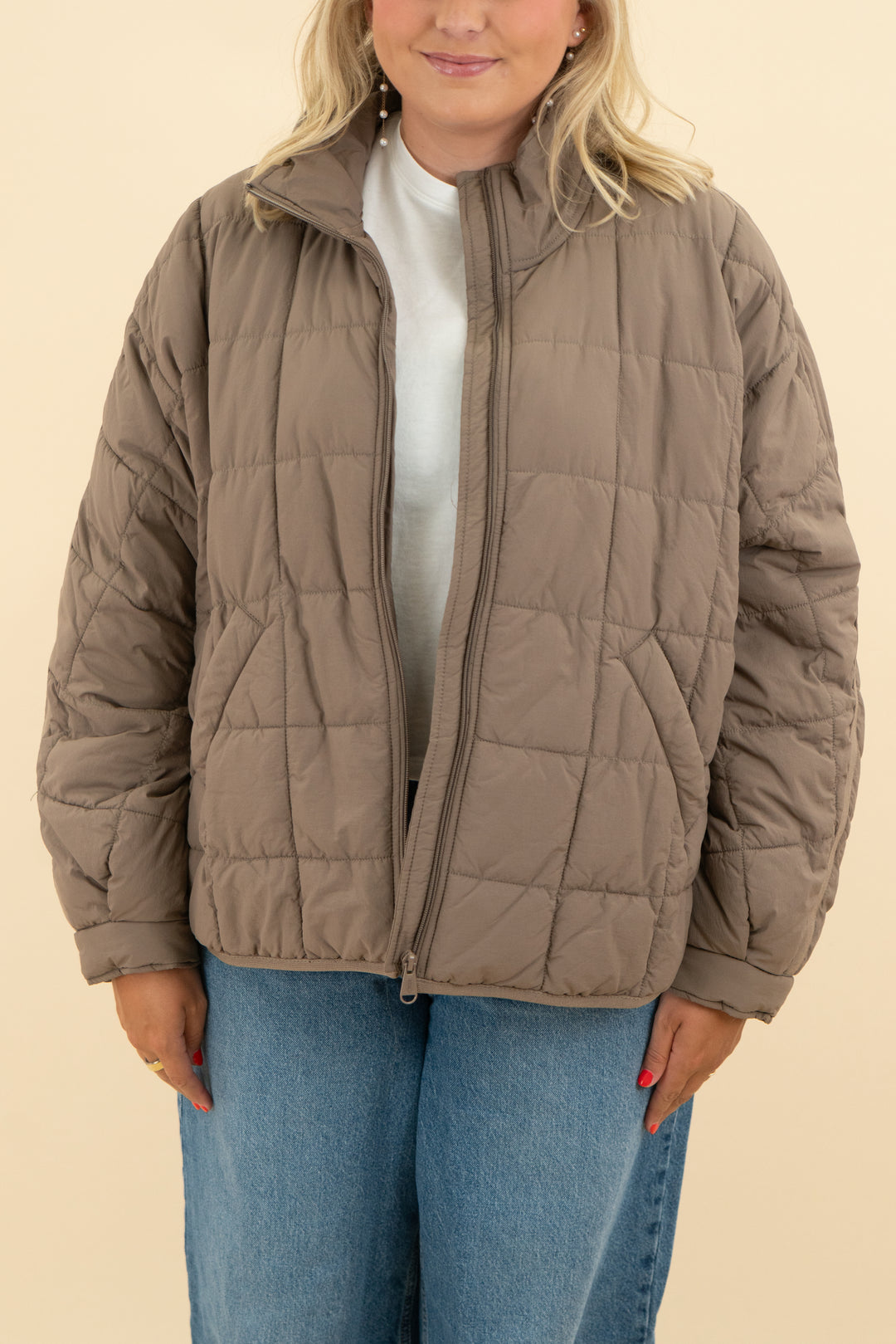 fp movement light brown quilted puffer jacket (l; retail $108)