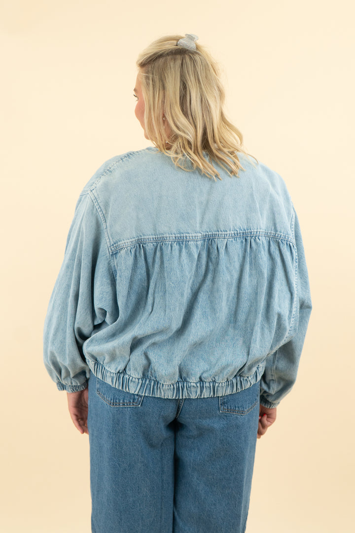 we the free light denim cinch jacket (m)