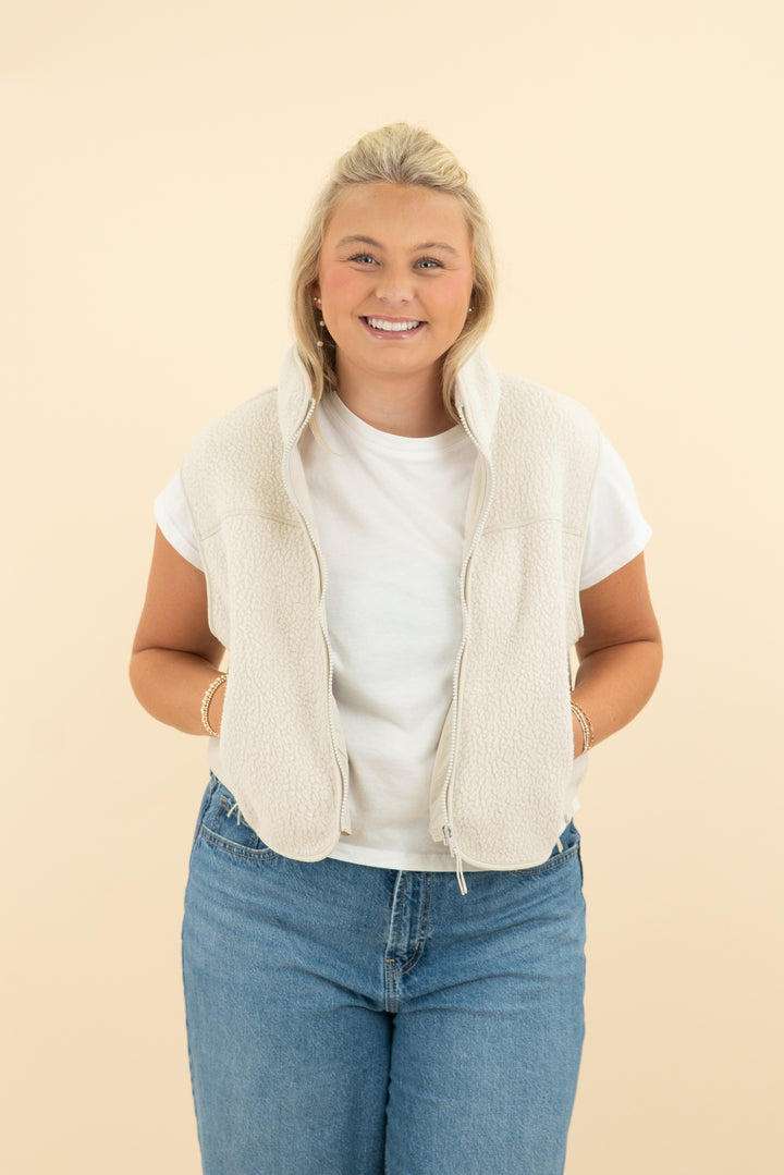vuori cream teddy vest (l)
