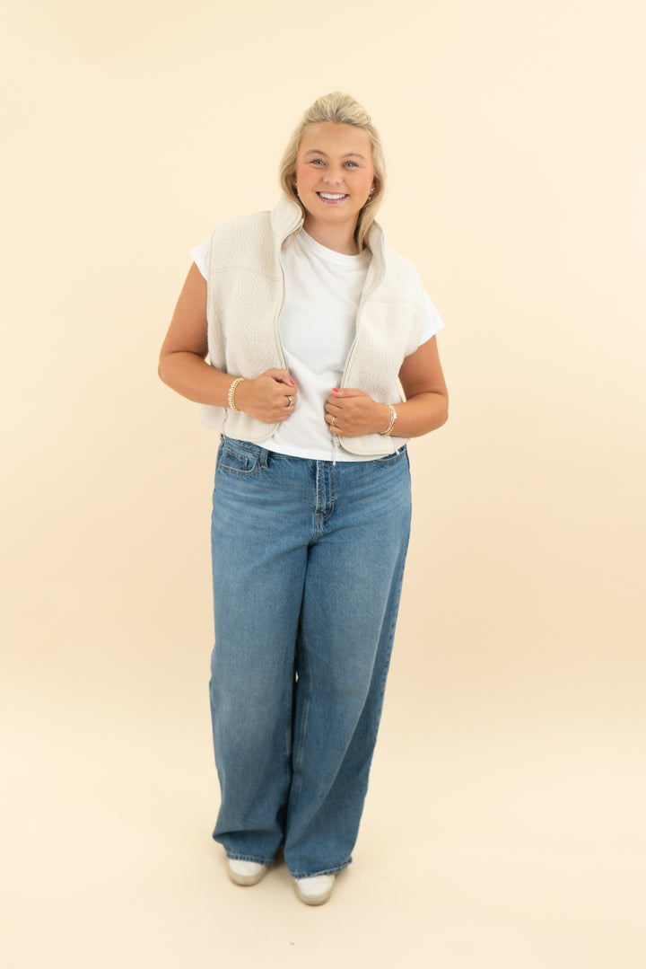vuori cream teddy vest (l)