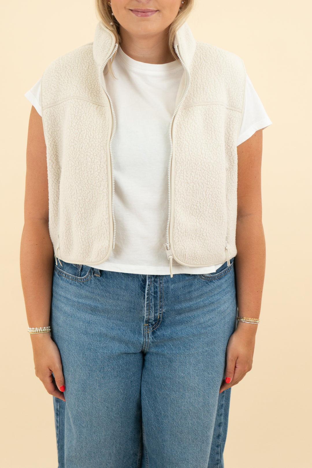vuori cream teddy vest (l)