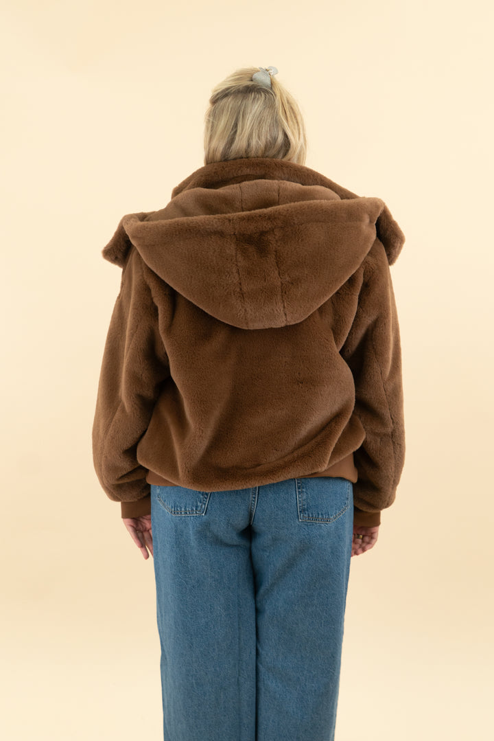 alo brown teddy bear hooded coat (l)