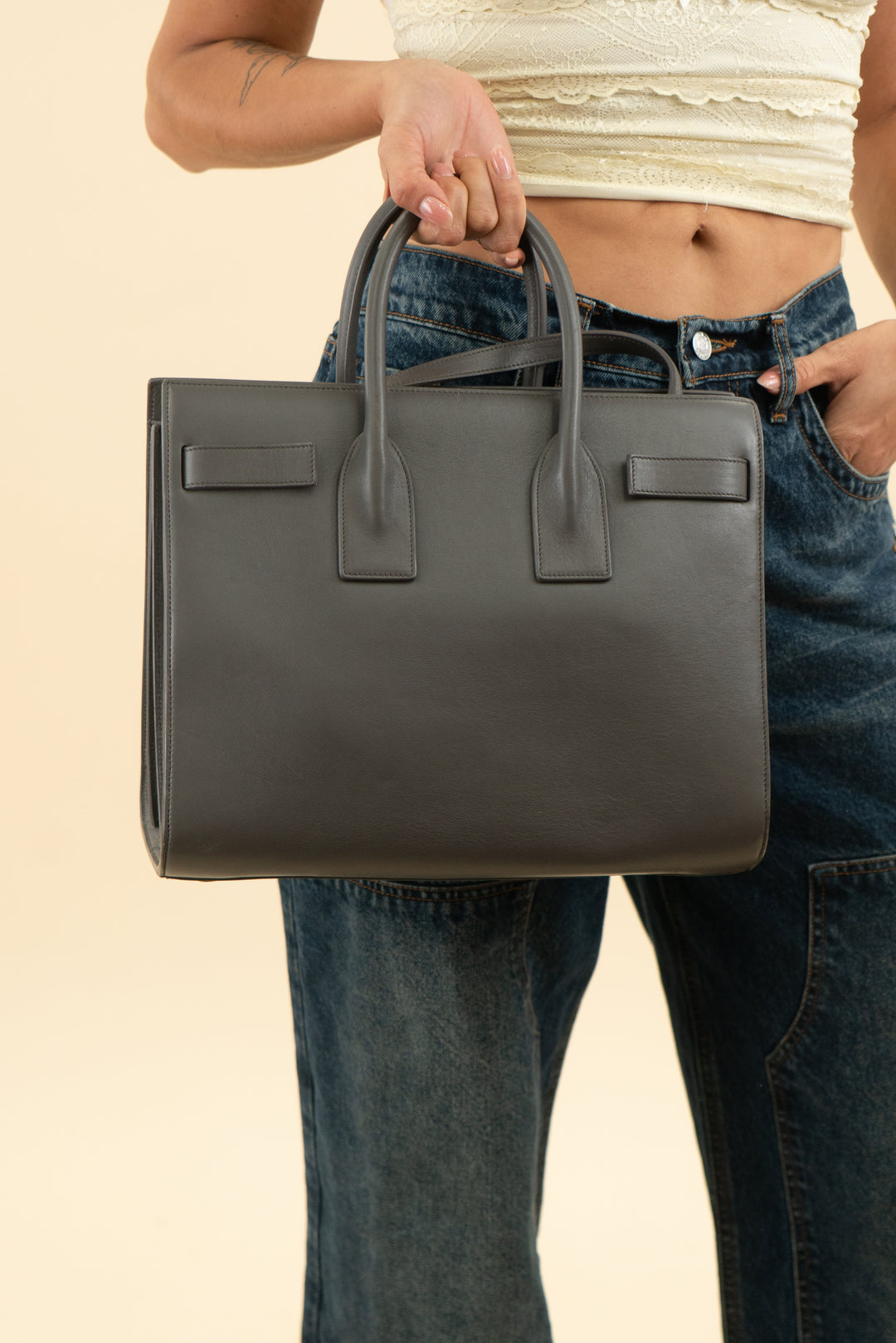 saint laurent grey sac de jour (retail $3,800)