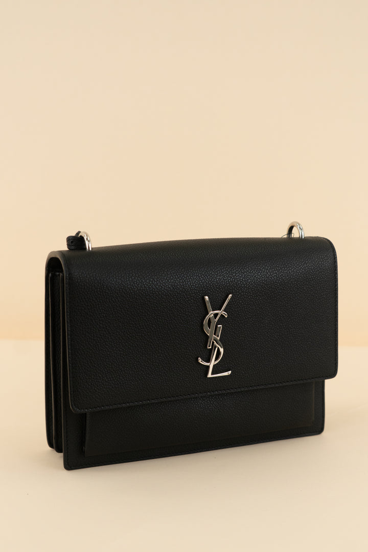 Saint Laurent Sunset Black Leather Crossbody NWOT (retail $2,900)