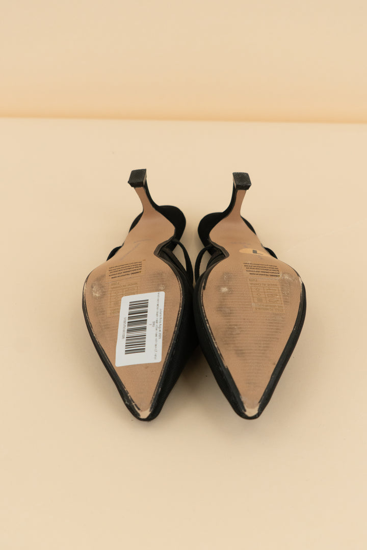 french connection black mesh kitten heel with bow (7; retail $99)