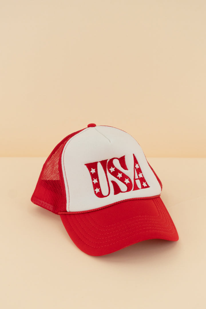 Red & white USA baseball cap (os; retail $35)