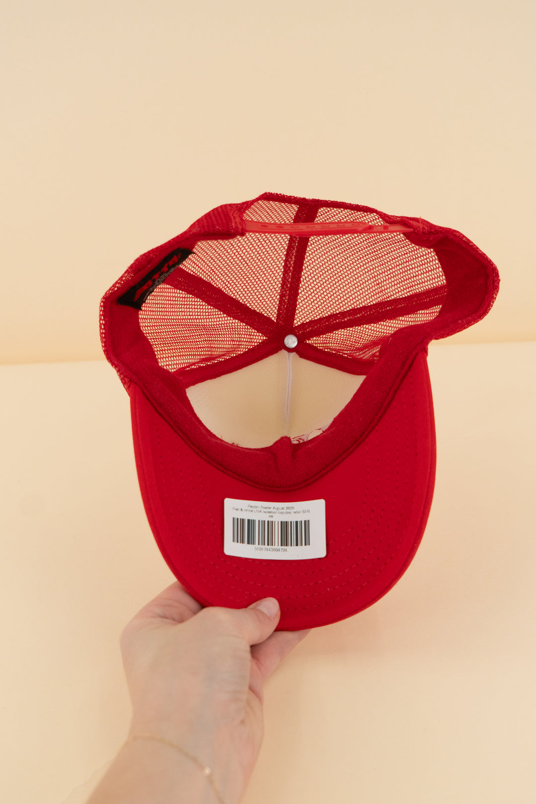 Red & white USA baseball cap (os; retail $35)