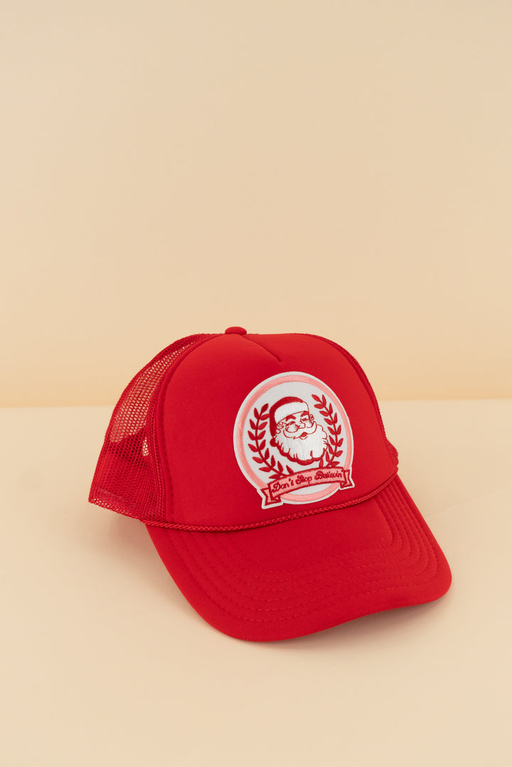 Living Fully Co. red santa trucker hat (os; retail $36)
